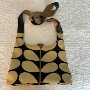 Orla Kiely Black and Tan Crossbody Bag